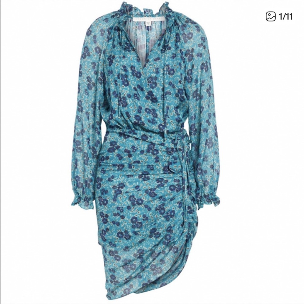 Veronica Beard‎ 100% Silk Turquoise Multi Becky Dress 4